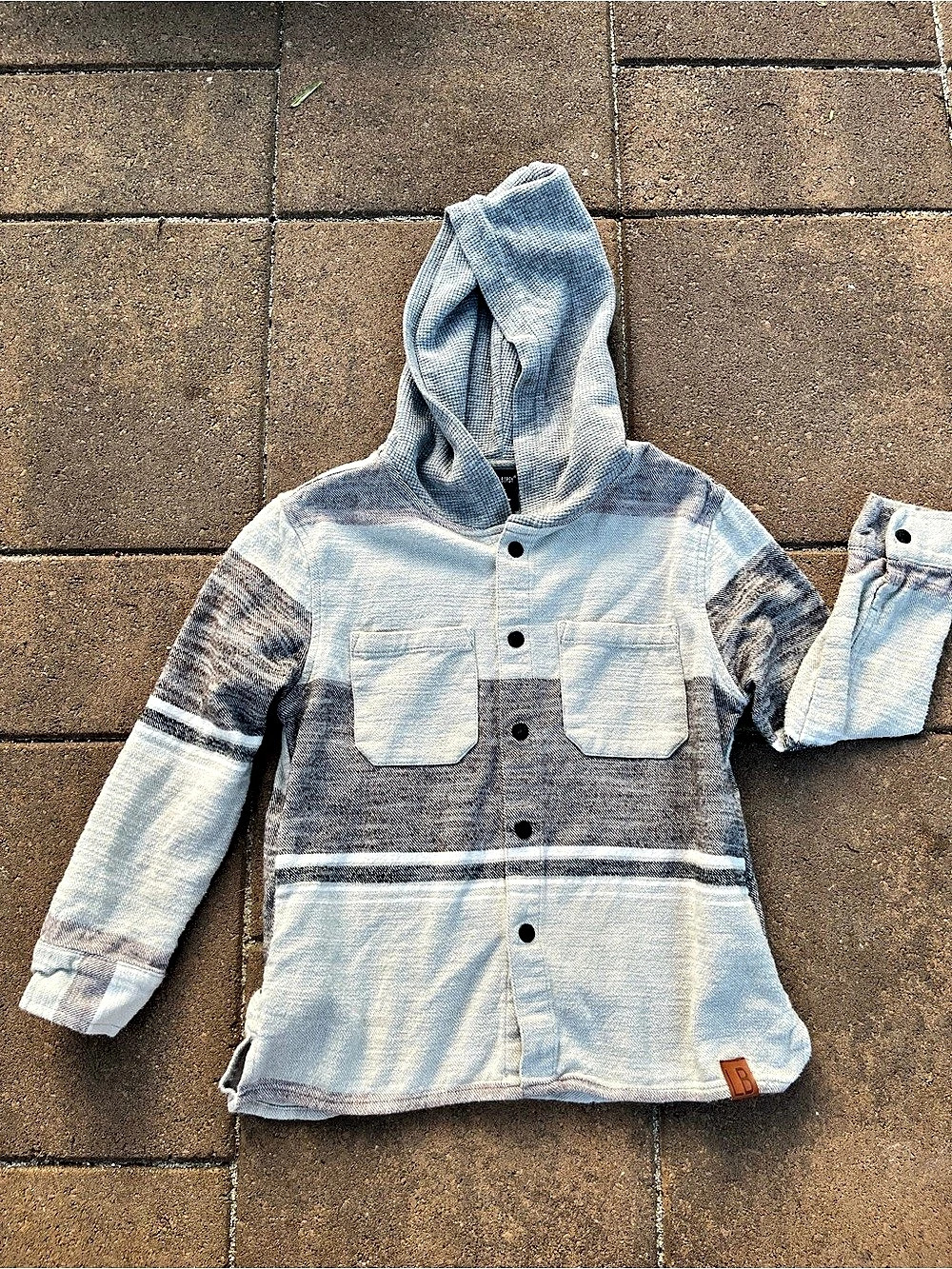 Little Bipsy Hooded Flannel Blue & White 5-6Y